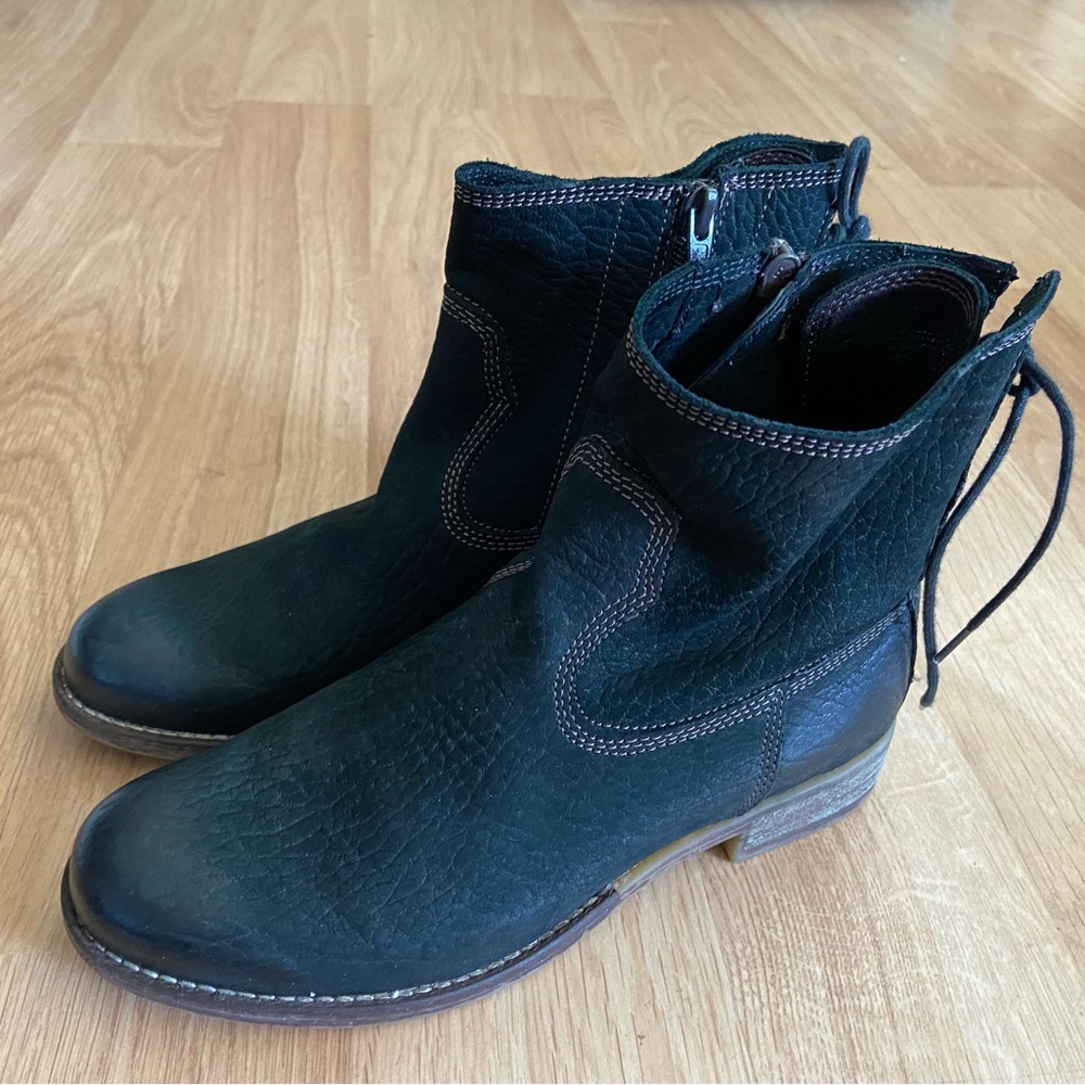 Black suede ankle boots.